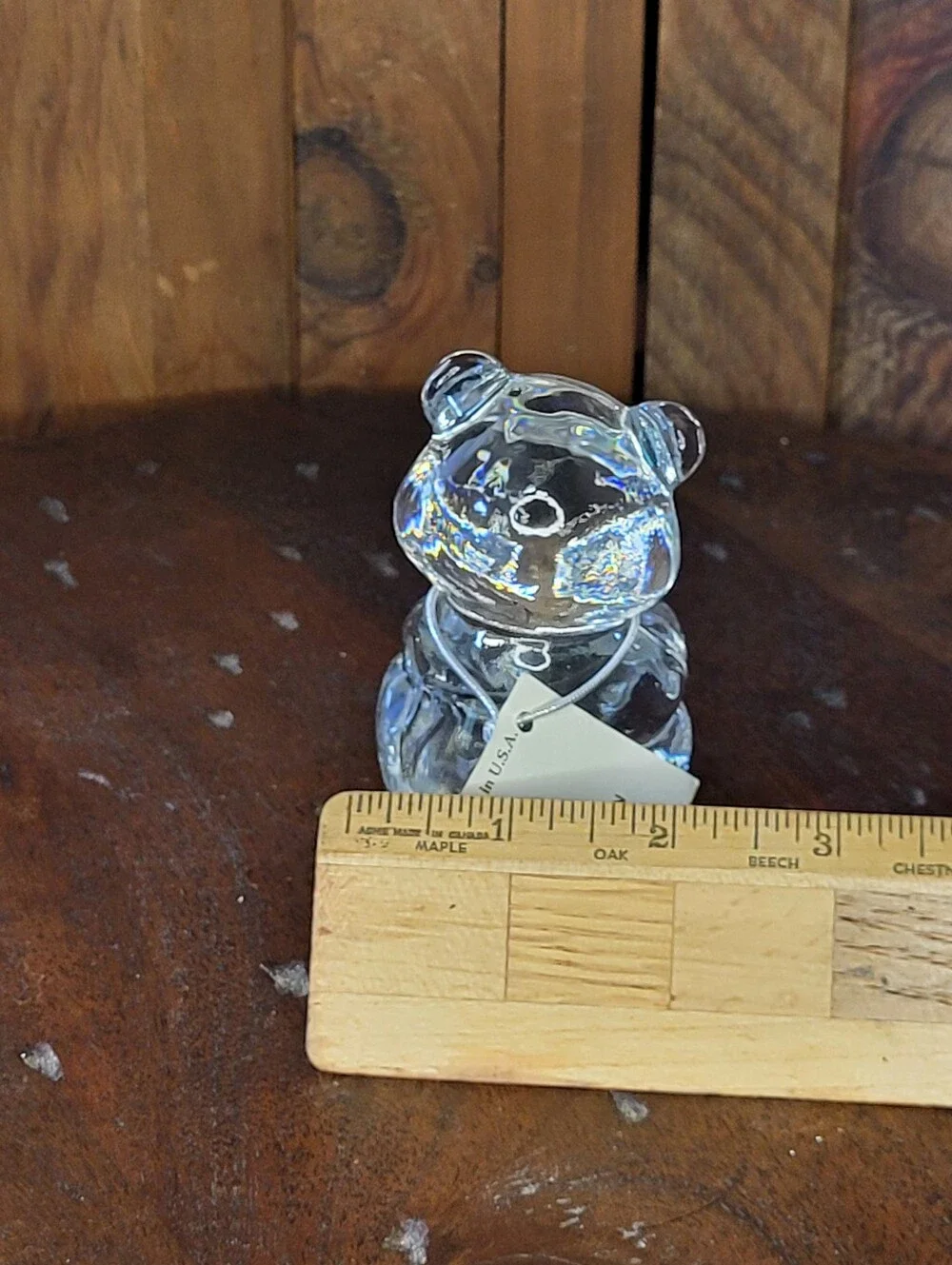 Fenton Clear Glass Bear Figurine with Tag